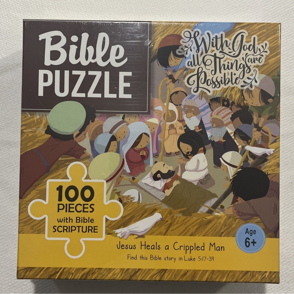 Bible Puzzle Jesus Heals a Crippled Man 100 Pieces with Bible Scripture Ages‎ 6+